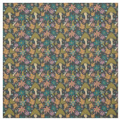 Retro Mushroom Floral Black Pattern Stoff (Muster)