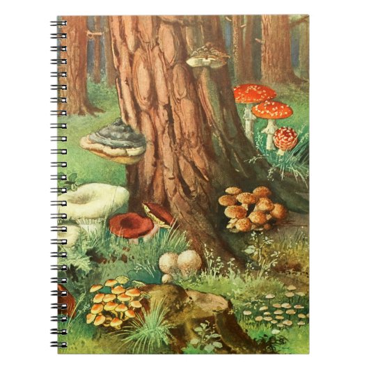 Retro Mushroom Forest Spiraljournal Notizblock (Vorderseite)