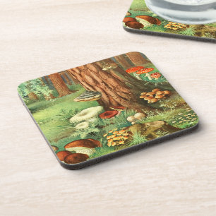 Retro Mushroom Forest Woodland Untersetzer Set