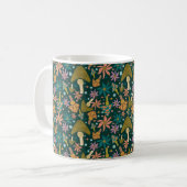 Retro Mushroom Green Floral Muster Kaffeetasse (Vorderseite Links)