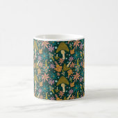 Retro Mushroom Green Floral Muster Kaffeetasse (Mittel)