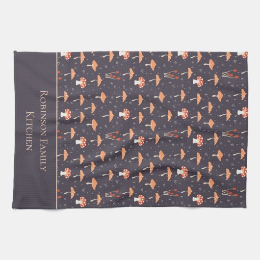 Retro Mushroom Pattern Family  Geschirrtuch (Horizontal)