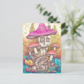 Retro Mushroom Village Illustration Art Postkarte (Stehend Vorderseite)