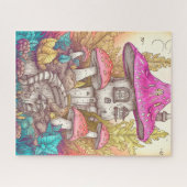 Retro Mushroom Village Illustration Art Puzzle (Horizontal)