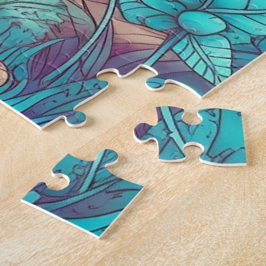 Retro Mushroom Village Illustration Art Puzzle (Seite)