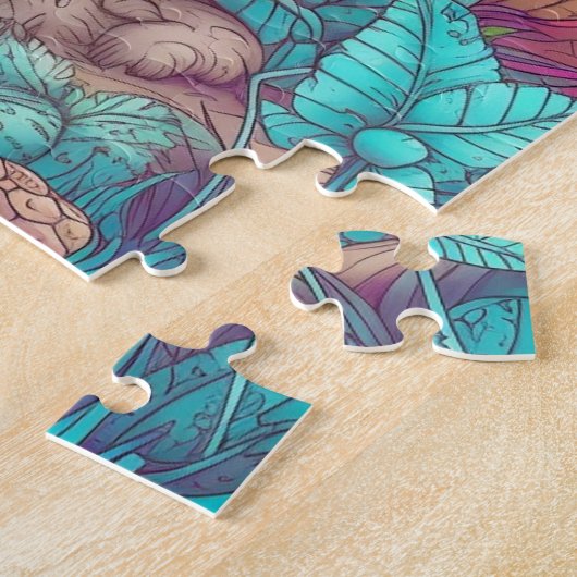 Retro Mushroom Village Illustration Art Puzzle (Seite)