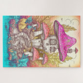 Retro Mushroom Village Illustration Art Puzzle (Horizontal)