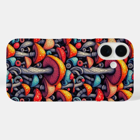 Retro Mushroom Whimsy iPhone Case (Rückseite (Horizontal))