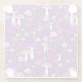 Retro Mushrooms Tripprosa, Lila und schwarz Glasuntersetzer (Rückseite)