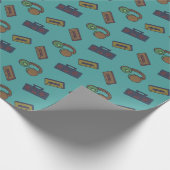 Retro Music Audio Collage Aquamarin Geschenkpapier (Ecke)