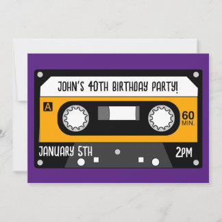 RETRO MUSIC CASSETTE GEBURTSTAG CUSTOM Einladungen