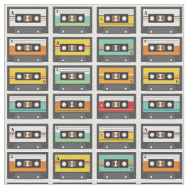 Retro Music Cassette Mix Tape Muster Stoff