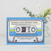 Retro Music Cassette Mixtape Men 50. Geburtstag Einladung (Stehend Vorderseite)