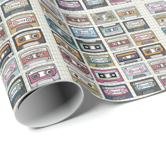Retro Music Cassette: Nostalgisches Symbol Geschenkpapier (Rolleneckpunkt)
