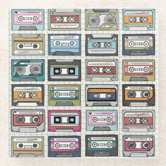 Retro Music Cassette: Nostalgisches Symbol Glasuntersetzer (Vorderseite)