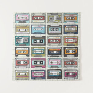 Retro Music Cassette: Nostalgisches Symbol Wandteppich