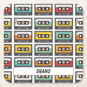 Retro Music Cassette Tape DJ und Musiker Rechteckiger Pappuntersetzer (Vorderseite)