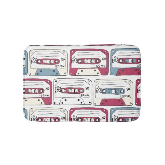 Retro Music Cassettes: Rock Background Pattern Badematte (Vorderseite)
