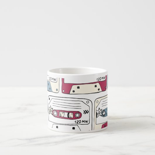 Retro Music Cassettes: Rock Background Pattern Espressotasse (Vorderseite)