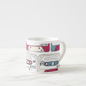 Retro Music Cassettes: Rock Background Pattern Espressotasse (Vorderseite Rechts)