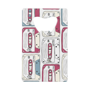 Retro Music Cassettes: Rock Background Pattern Geldbeutel Flaschenöffner