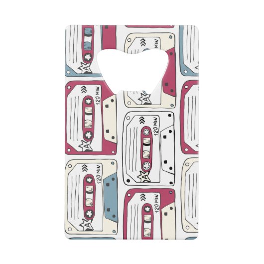 Retro Music Cassettes: Rock Background Pattern Geldbeutel Flaschenöffner (Vorderseite)