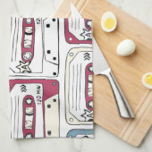Retro Music Cassettes: Rock Background Pattern Geschirrtuch (Viertel Falte)
