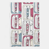 Retro Music Cassettes: Rock Background Pattern Geschirrtuch (Vertikal)