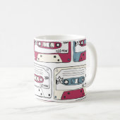 Retro Music Cassettes: Rock Background Pattern Kaffeetasse (VorderseiteRechts)