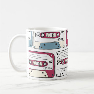 Retro Music Cassettes: Rock Background Pattern Kaffeetasse