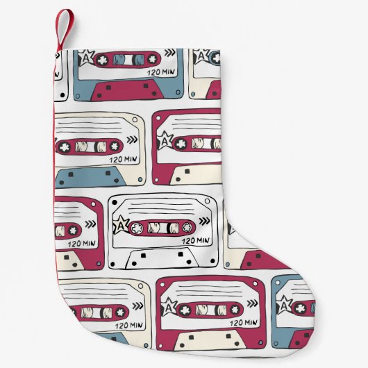 Retro Music Cassettes: Rock Background Pattern Kleiner Weihnachtsstrumpf (Vorderseite)