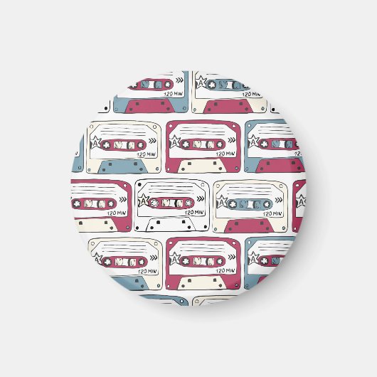 Retro Music Cassettes: Rock Background Pattern Magnet (Vorne)