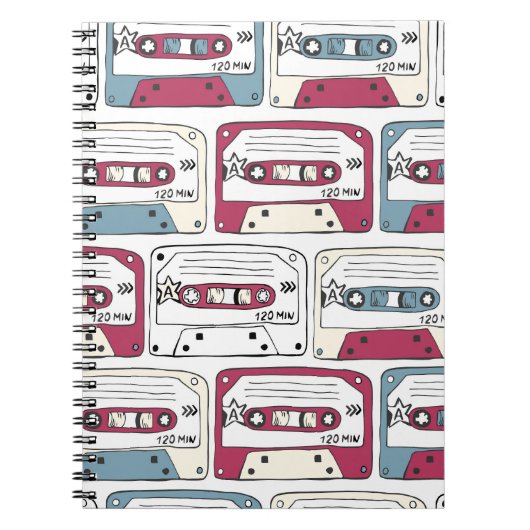 Retro Music Cassettes: Rock Background Pattern Notizblock (Vorderseite)