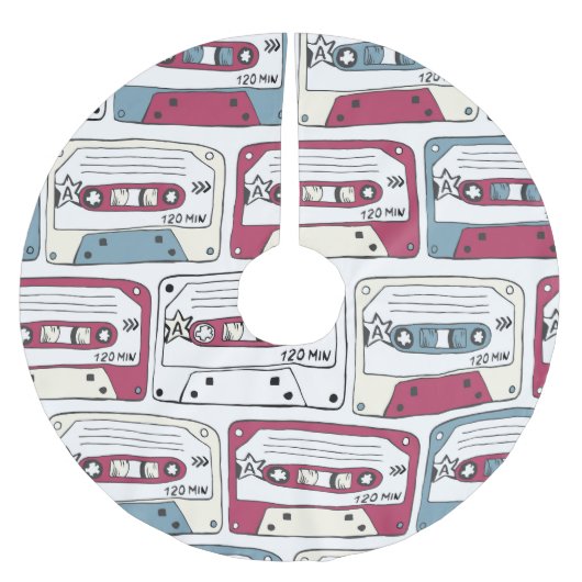 Retro Music Cassettes: Rock Background Pattern Polyester Weihnachtsbaumdecke (Vorderseite)
