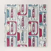 Retro Music Cassettes: Rock Background Pattern Puzzle (Horizontal)