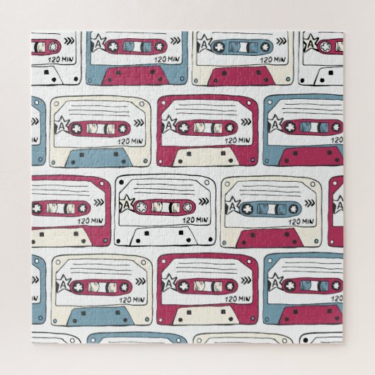 Retro Music Cassettes: Rock Background Pattern Puzzle (Vertikal)