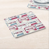 Retro Music Cassettes: Rock Background Pattern Rechteckiger Pappuntersetzer (angewinkelt)