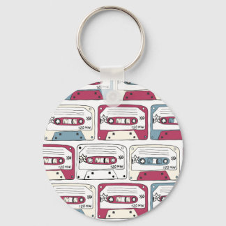 Retro Music Cassettes: Rock Background Pattern Schlüsselanhänger