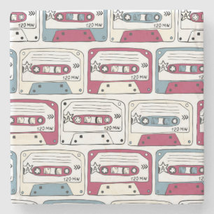 Retro Music Cassettes: Rock Background Pattern Steinuntersetzer