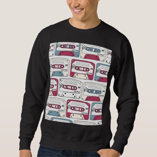 Retro Music Cassettes: Rock Background Pattern Sweatshirt (Vorderseite)