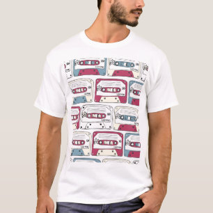 Retro Music Cassettes: Rock Background Pattern T-Shirt