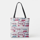 Retro Music Cassettes: Rock Background Pattern Tasche (Rückseite)