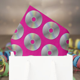 Retro Music CDs Muster Hot Pink Tissue Paper Seidenpapier