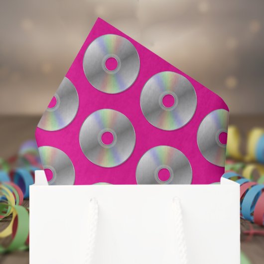 Retro Music CDs Muster Hot Pink Tissue Paper Seidenpapier