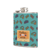 Retro Music Collage Mixtape Personalisiert Flachmann (Links)