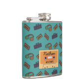 Retro Music Collage Mixtape Personalisiert Flachmann (Rechts)