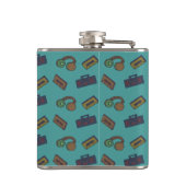 Retro Music Collage Mixtape Personalisiert Flachmann (Rückseite)