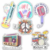 Retro Music Collection Waterproof Aufkleber (Vorderseite)