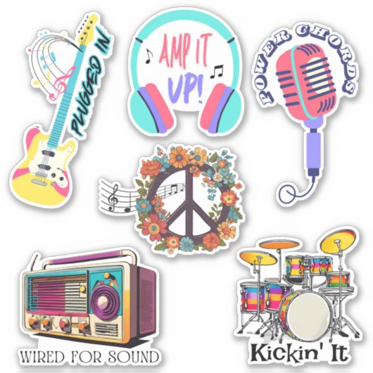 Retro Music Collection Waterproof Aufkleber (Vorderseite)
