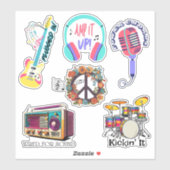 Retro Music Collection Waterproof Aufkleber (Blatt)